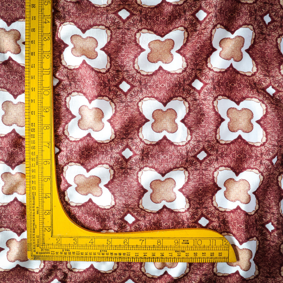 Pure Raw Silk Mosaic Geometric Pattern Printed Fabric