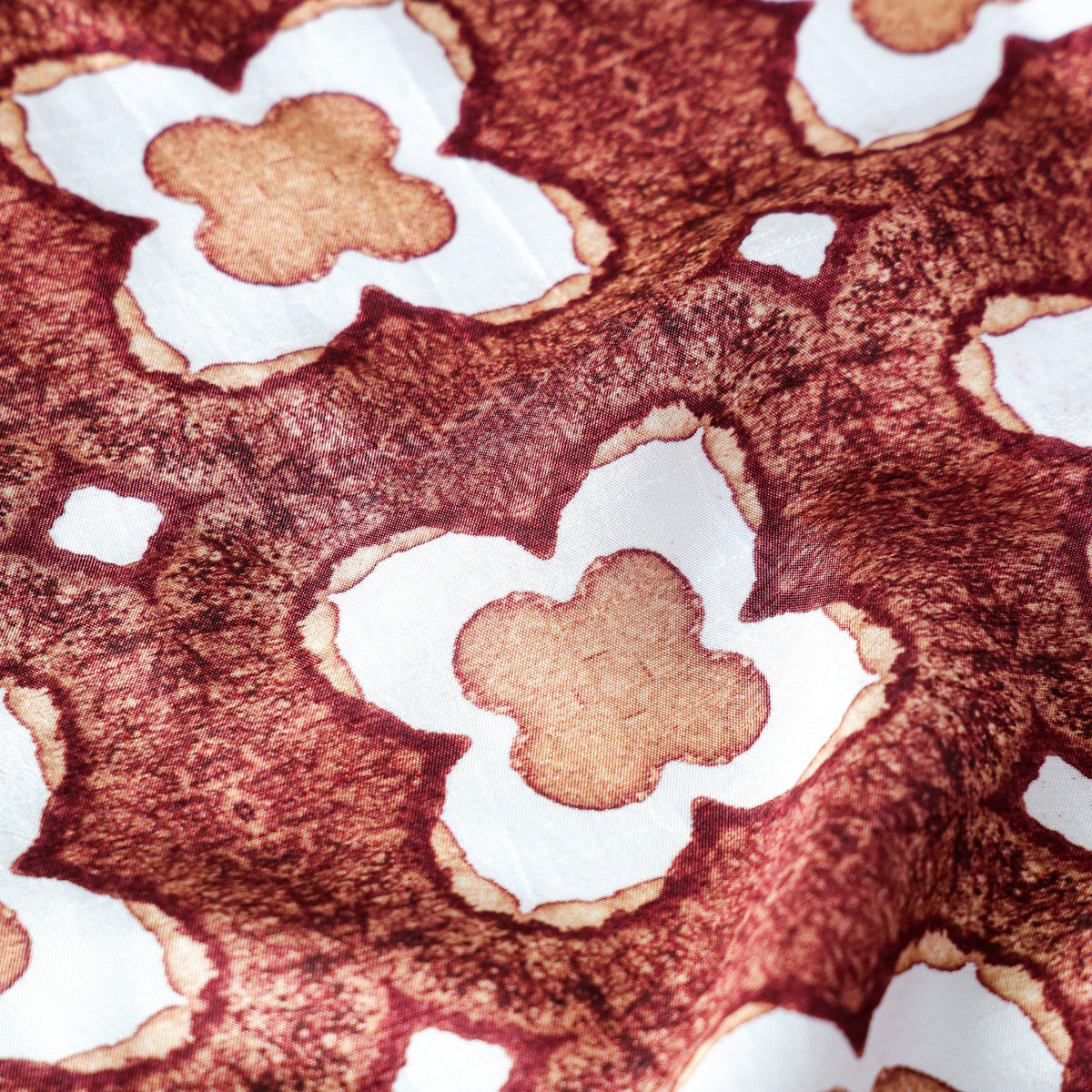 Pure Raw Silk Mosaic Geometric Pattern Printed Fabric