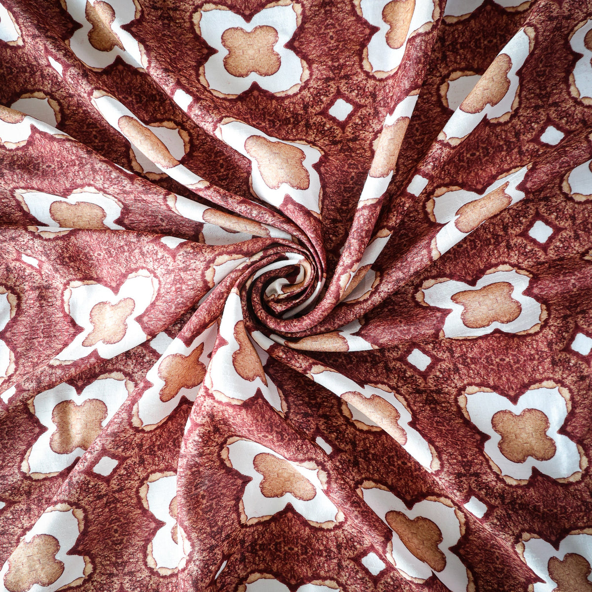 Pure Raw Silk Mosaic Geometric Pattern Printed Fabric