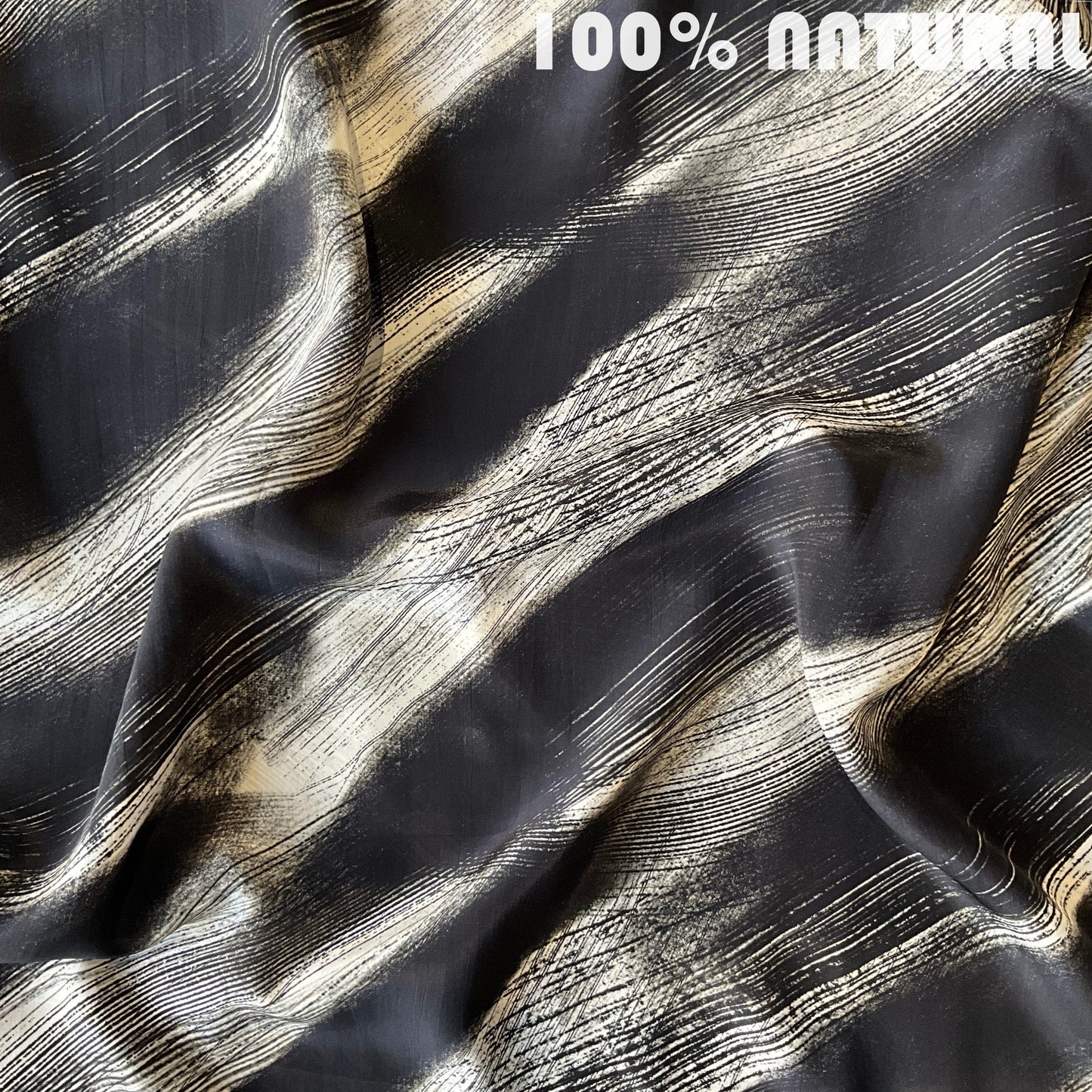 Charcoal Color chalky Print, Viscose Muslin Fabric