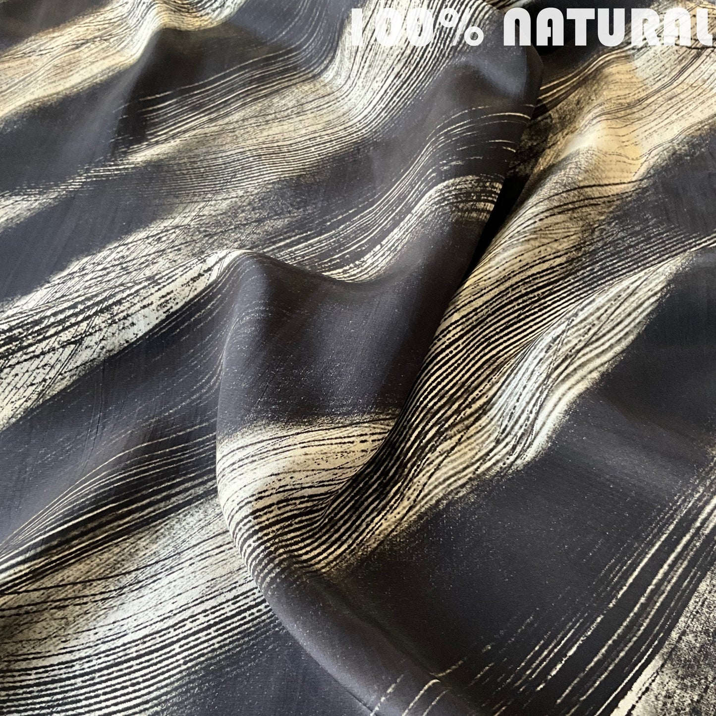 Charcoal Color chalky Print, Viscose Muslin Fabric