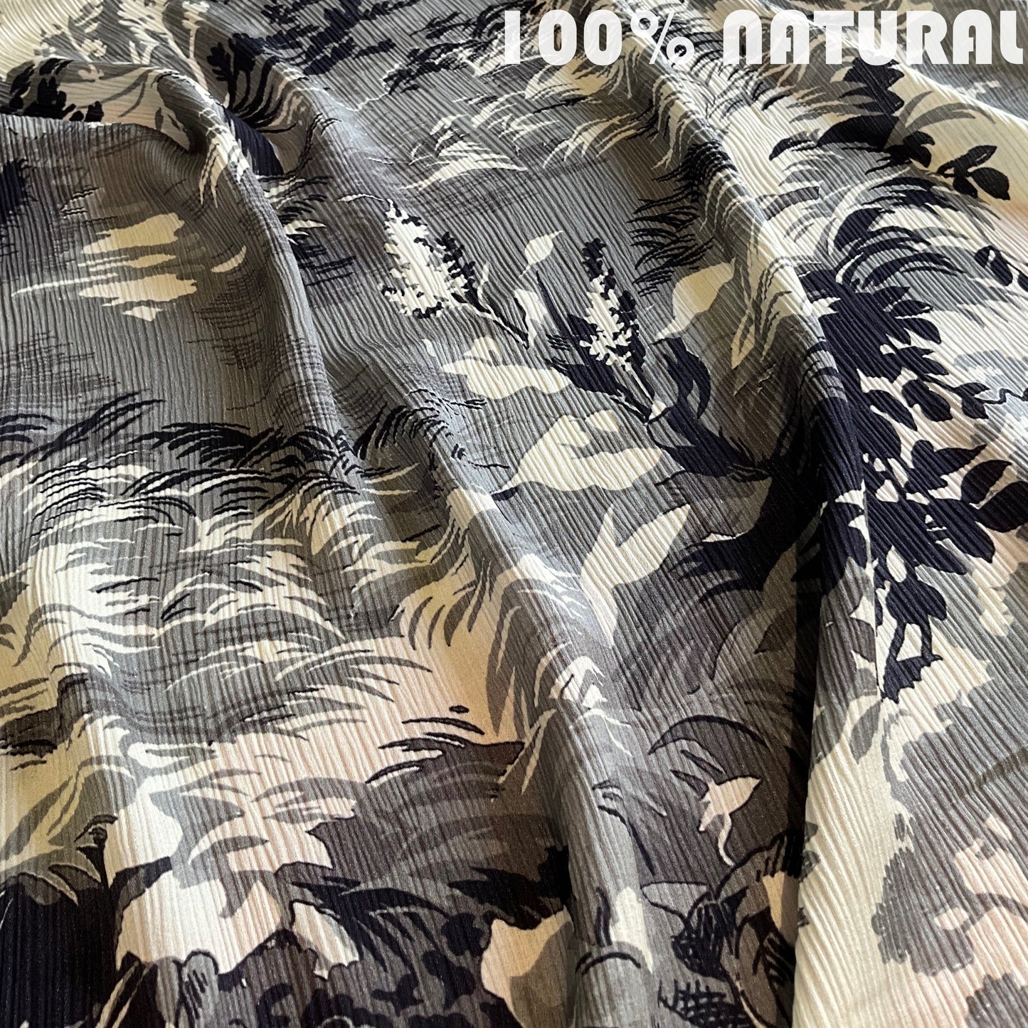 Woodland Whisper print, crush viscose fabric