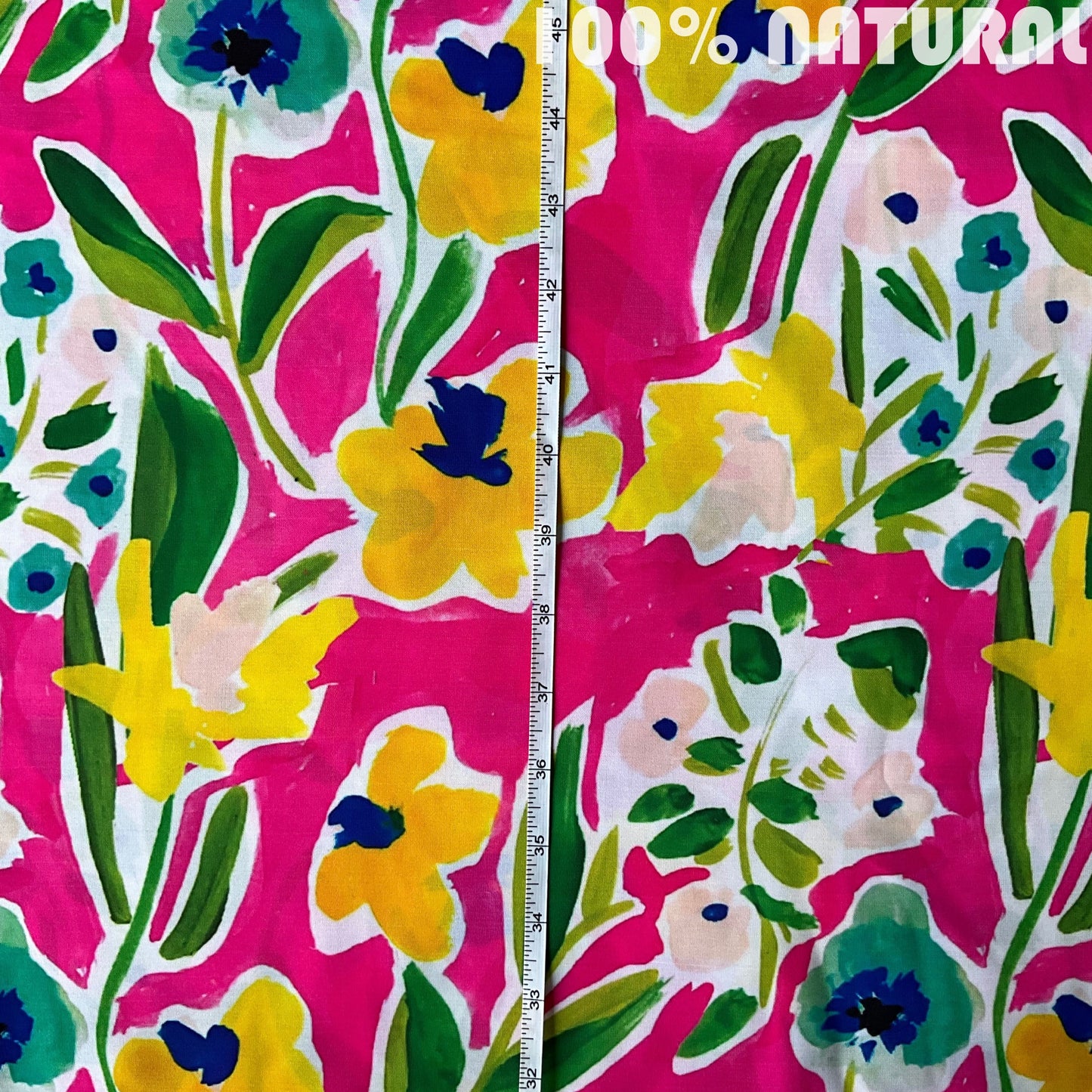 Pink Springtime Bloom Print, Viscose Muslin Fabric