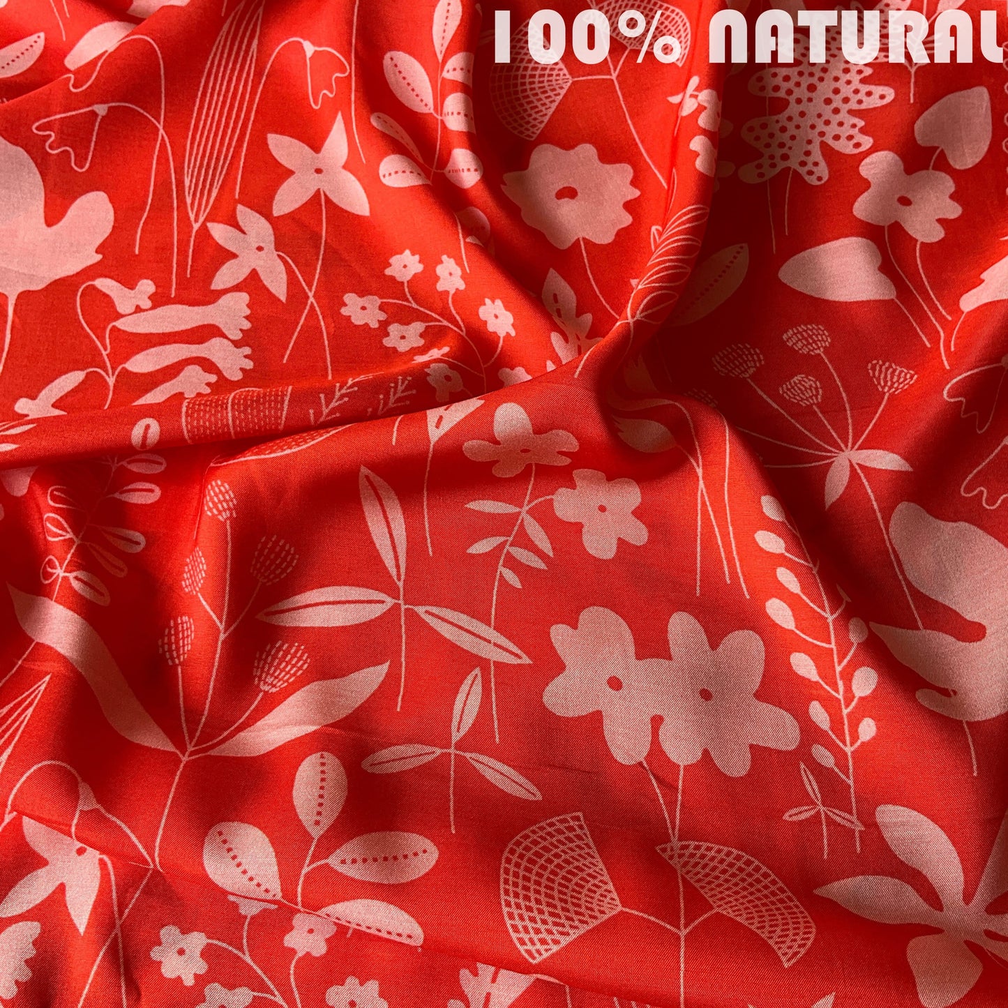 Terracotta Bloom pattern print, viscose muslin fabric