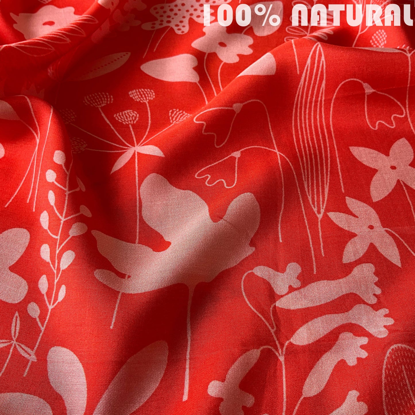 Terracotta Bloom pattern print, viscose muslin fabric
