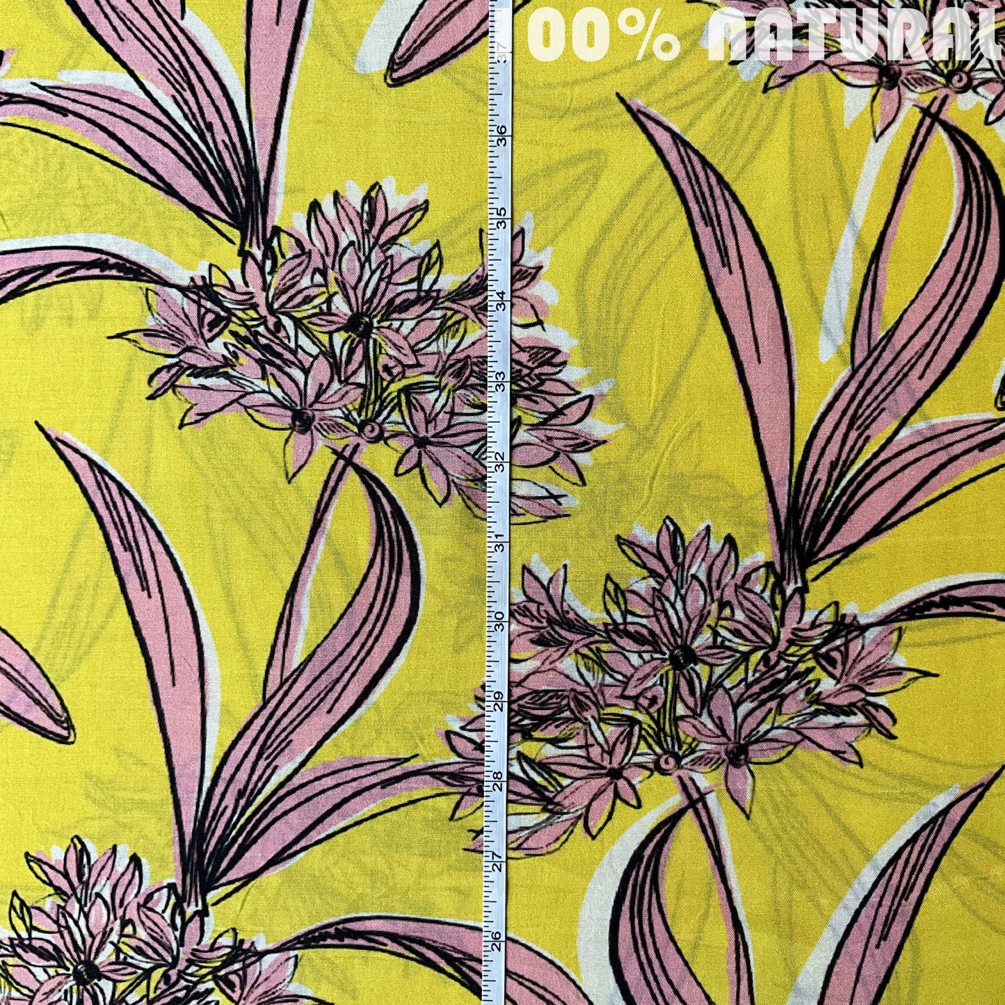 Yellow Vibrant  Floral Pattern Print, Viscose Modal Satin Fabric