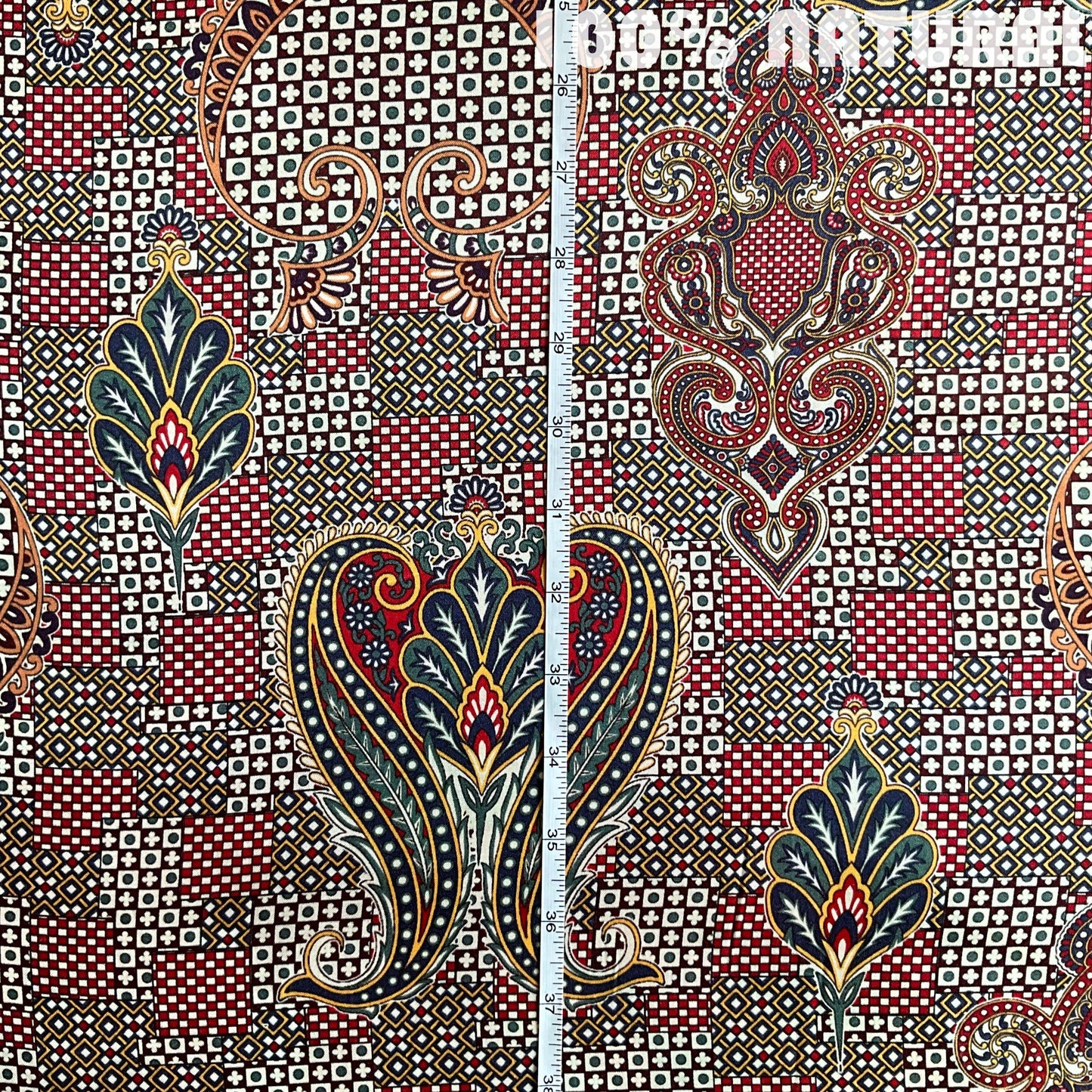 Regal Chequered Paisley Print Viscose Modal Satin Fabric